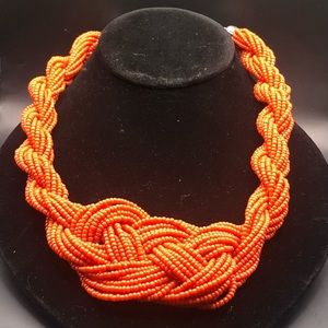 Crimson Orange Beaded Necklace